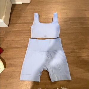 SET Active Pastel Blue Seamless Bike Shorts & Bra
